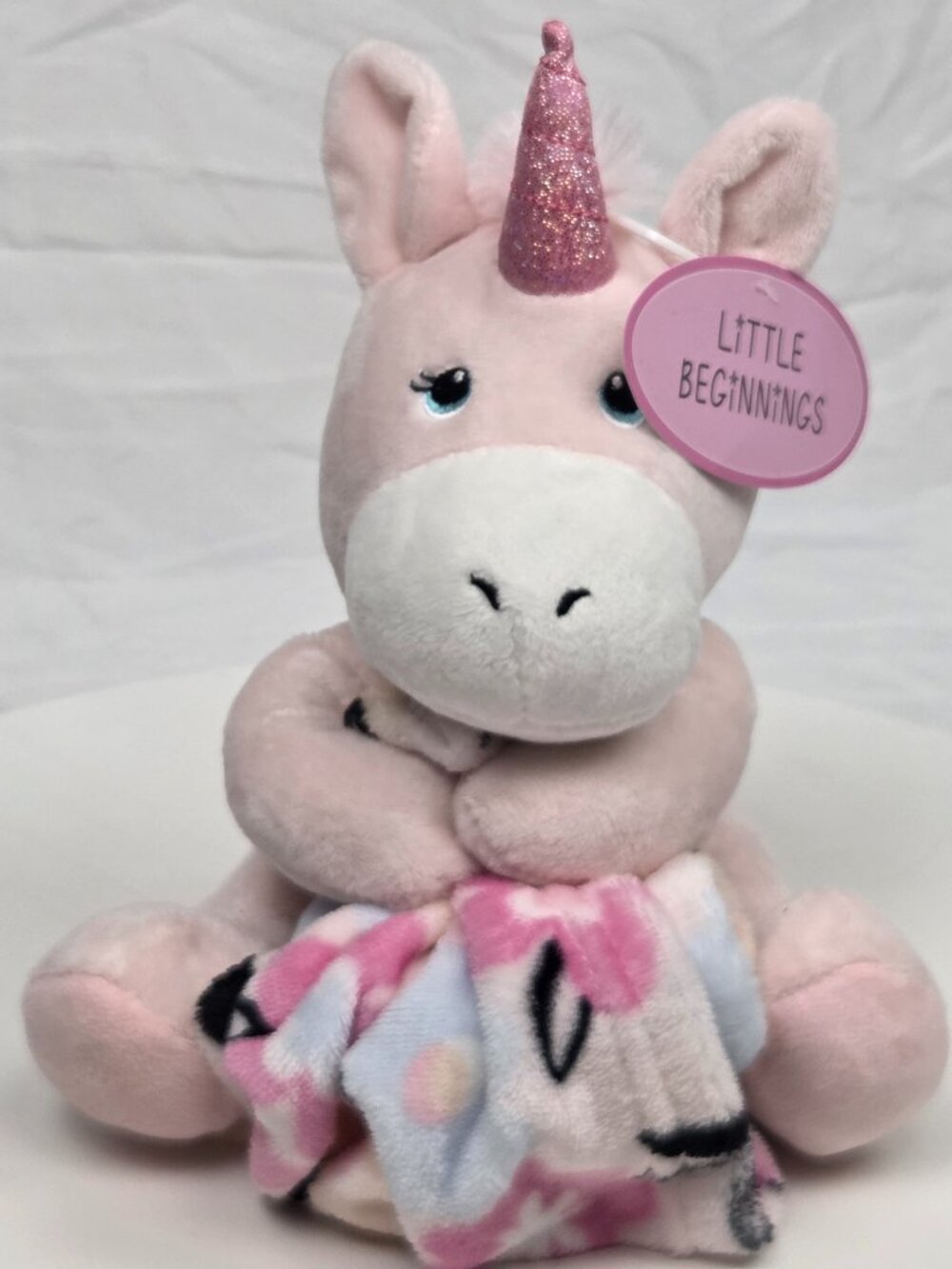 NWT Little Beginnings Pink Unicorn Plush Lovey Floral Security Blanket Lovie NEW